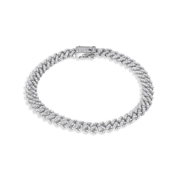Rhodium Plated 925 Sterling Silver Monaco Moissanite Stone 5mm Bracelet - MGMB00129