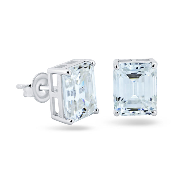 Sterling Silver 925 Rhodium Plated Moissanite Stone Rectangular Earring - MGME00001