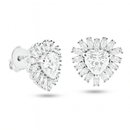 Sterling Rhodium Plated 925 Sterling Silver Moissanite Stone Heart Earring - MGME00003