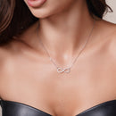 Rhodium Plated 925 Sterling Silver Infinity Moissanite Stone Adjustable Necklace - MGMN00019