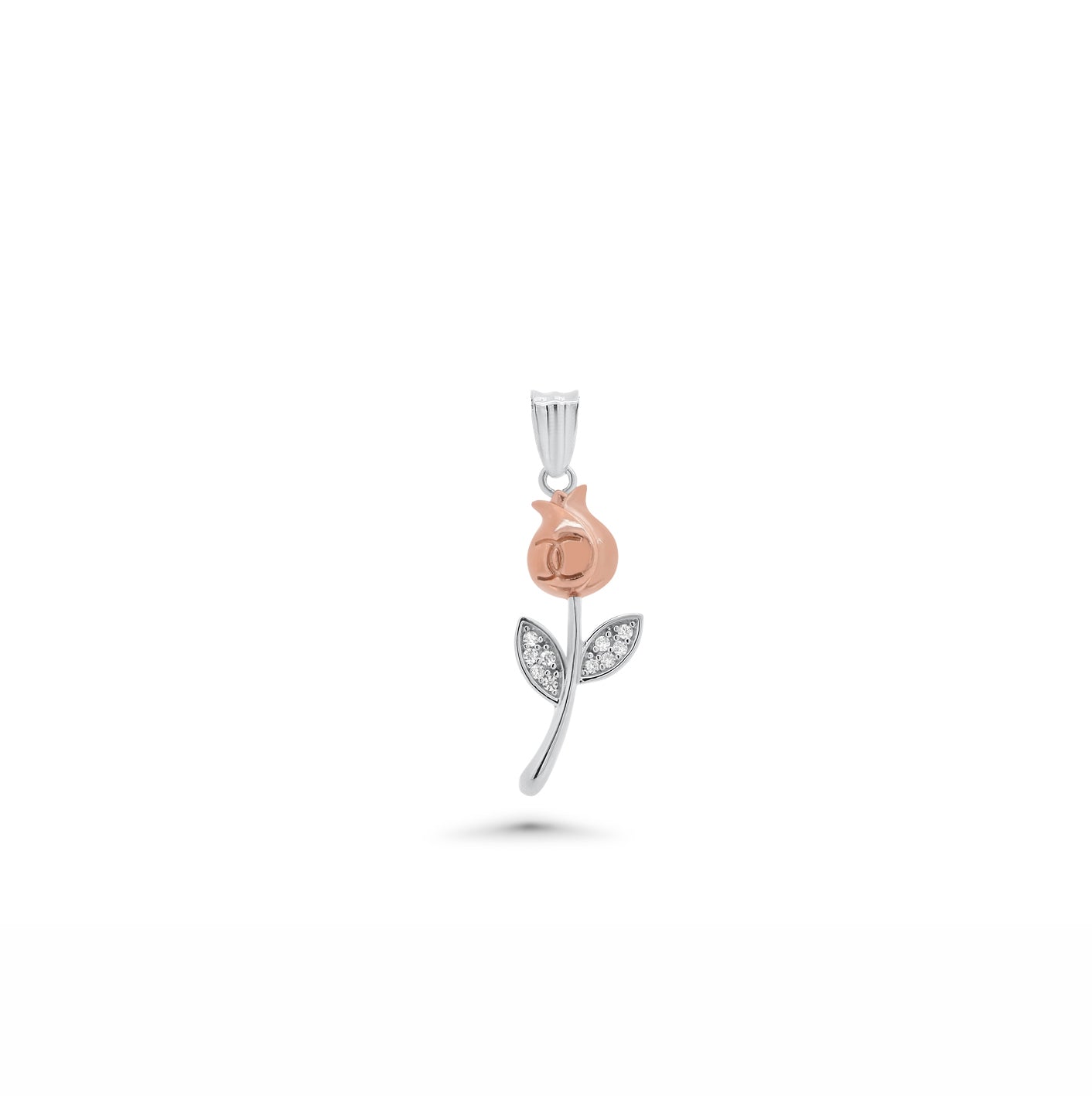Two-Tone Plated 925 Sterling Silver Moissanite Rose Pendant - MGMP00021 | MGMP00016