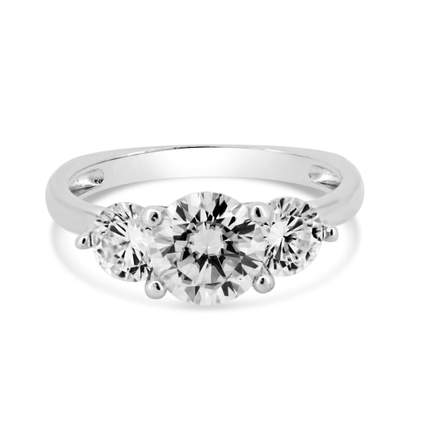Anillo de moissanita "Pasado, Presente y Futuro" en plata de ley 925 rodiada - MGMR00001