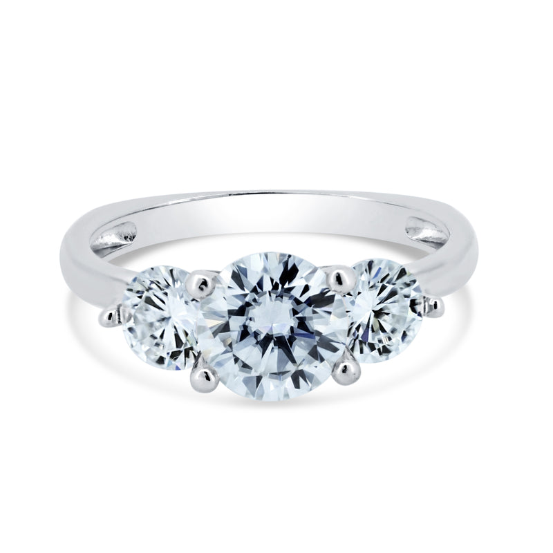 Rhodium Plated 925 Sterling Silver Past Present & Future Moissanite Ring - MGMR00001