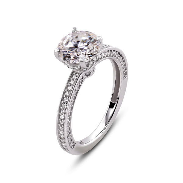 Silver 925 Rhodium Moissanite Stone Engagement Ring - MGMR00009