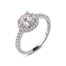 Rhodium Plated 925 Sterling Silver Moissanite Stone Engagement Halo Ring - MGMR00010