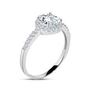 Rhodium Plated 925 Sterling Silver Moissanite Stone Engagement Halo Ring - MGMR00010