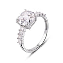 Rhodium Plated 925 Sterling Silver Moissanite Square Stone Engagement Ring - MGMR00011