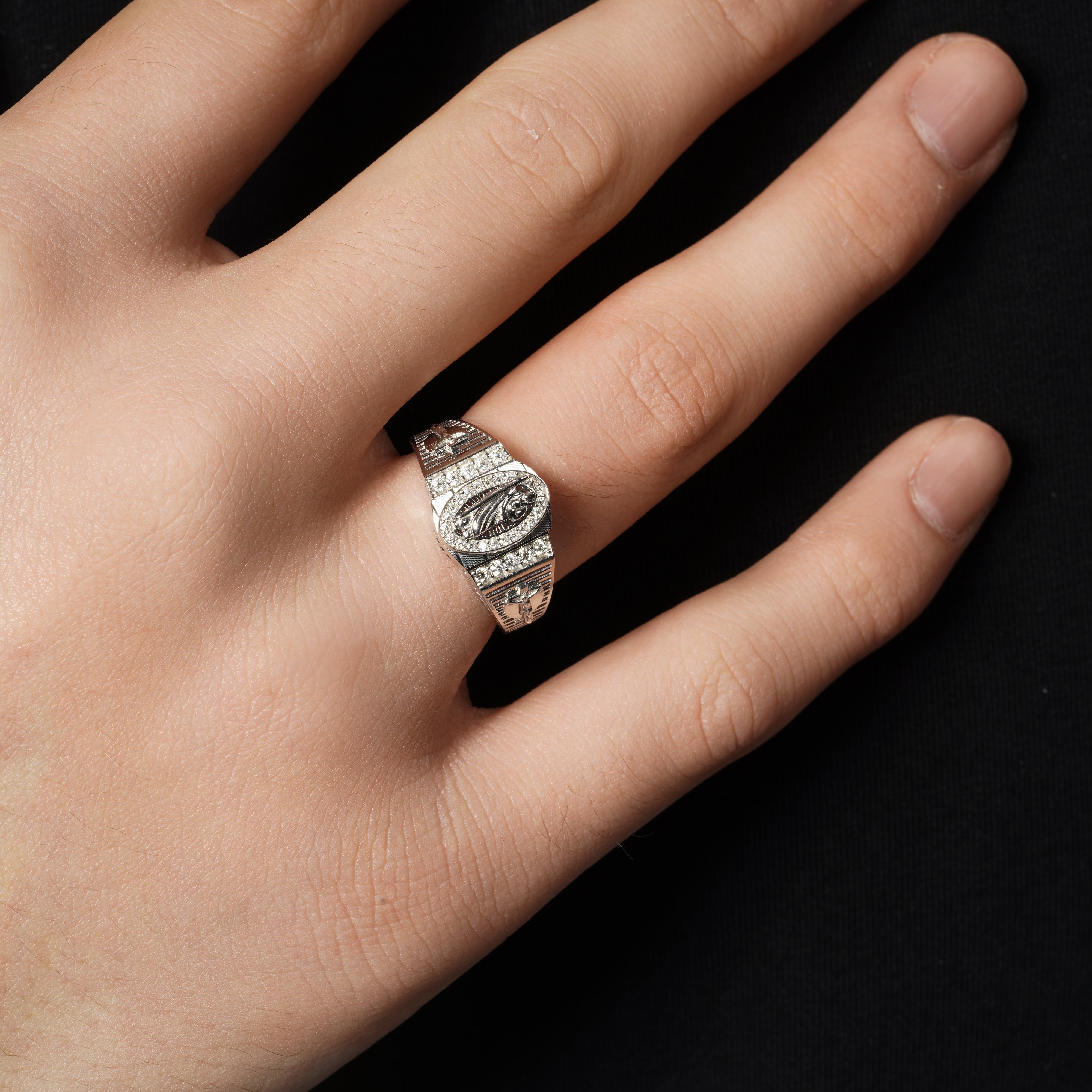 Rhodium Plated 925 Sterling Silver Men's Moissanite Saint Jude