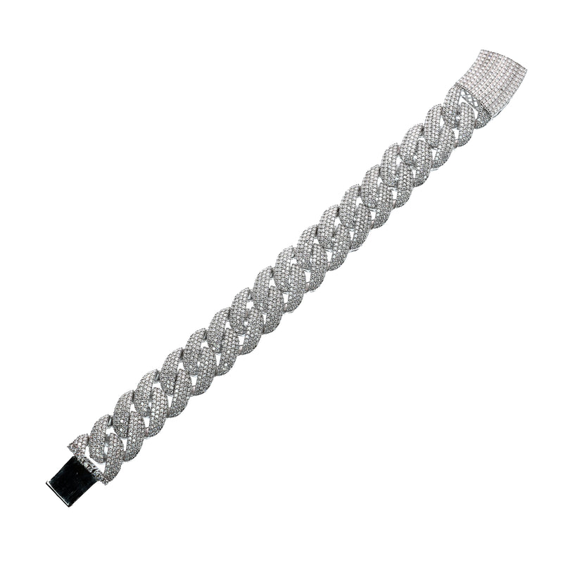 Cadena de eslabones cubanos Miami de 23 mm con incrustaciones de circonitas cúbicas en plata de ley 925 rodiada - GMN00214