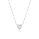 Rhodium Plated 925 Sterling Silver Moissanite Heart Pendant Adjustable Necklace - MPAN0004 | MPAN0005 | MPAN0006 | MPAN0007 | MPAN0008