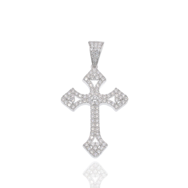 Colgante de trébol de cuatro hojas de moissanita de plata de ley 925 rodiada (12,4 mm x 12,4 mm) - MGMN00025