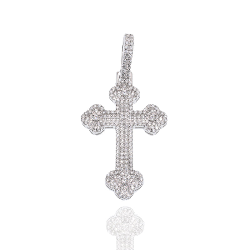 Colgante de trébol de cuatro hojas de moissanita de plata de ley 925 rodiada (12,4 mm x 12,4 mm) - MGMN00025
