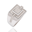 Anillo de plata de ley 925 rodiada con pavé de moissanita y parte superior cuadrada para hombre - MPAR00035