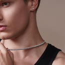 Pendiente de aro con cruz de moissanita en plata de ley 925 rodiada - MGME00037