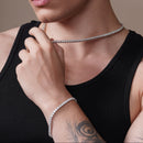 Collar de tenis de plata de ley 925 rodiada con piedra de moissanita de 3 mm - MGMN00018