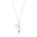 Rhodium Plated 925 Sterling Silver Color Bow Necklace - N00003