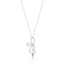 Rhodium Plated 925 Sterling Silver Color Bow Necklace - N00003