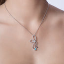 Rhodium Plated 925 Sterling Silver Color Bow Necklace - N00003