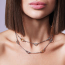 Liquidación - Collar bicolor de plata de ley 925 en capas - N00005