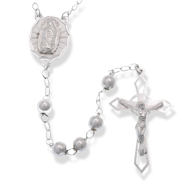 High Polished 925 Sterling Silver 6mm Smooth Bead Rosary - ORP00005