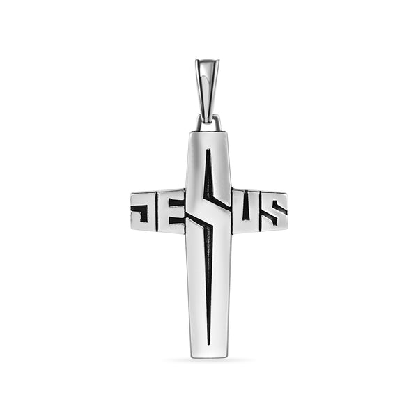 Oxidized 925 Sterling Silver Jesus Cross Pendant - OXP00001