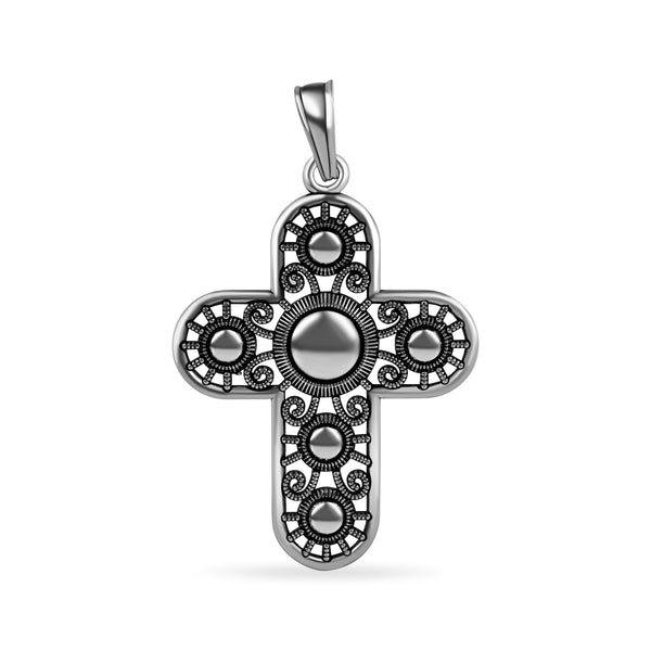 Oxidized 925 Sterling Silver Outline Cross Pendant - OXP00010