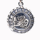 Oxidized 925 Sterling Silver Diamond Cut Puffed Aztec Mayan Calendar 3D Pendant - OXP00063