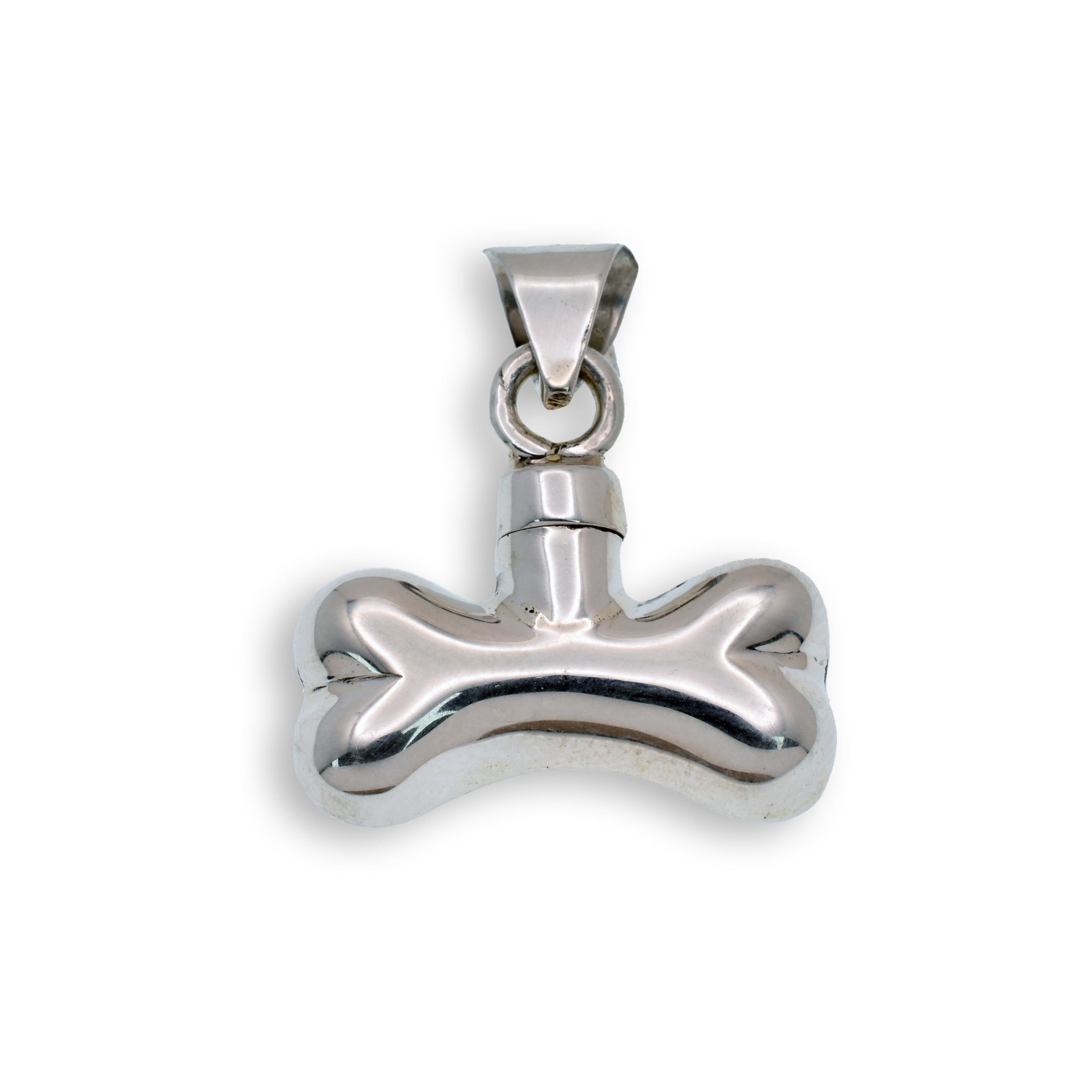 High Polished 925 Sterling Silver Dog Bone Memorial Screw Top Bail 22m x 16mm Pendant - OXP00070