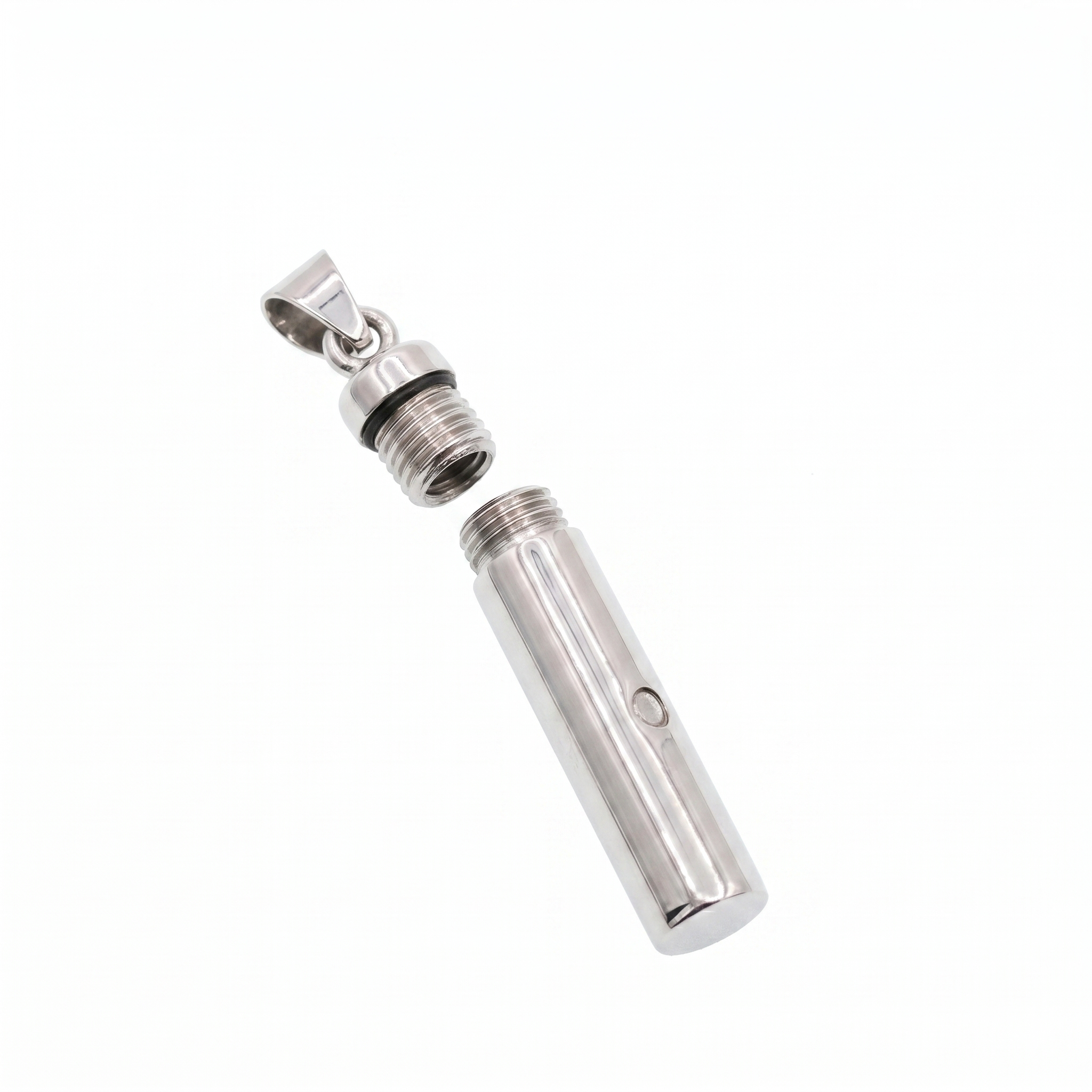 Colgante cilíndrico grande de plata de ley 925 pulido brillante con tornillo superior para memorial - OXP00078