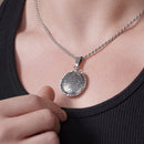 Oxidized 925 Sterling Silver Diamond Cut Puffed Aztec Mayan Calendar Double Sided Pendant - OXP00068