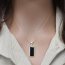 Clearance-Three-Tone 925 Sterling Silver Bar Pendant - SPP00046