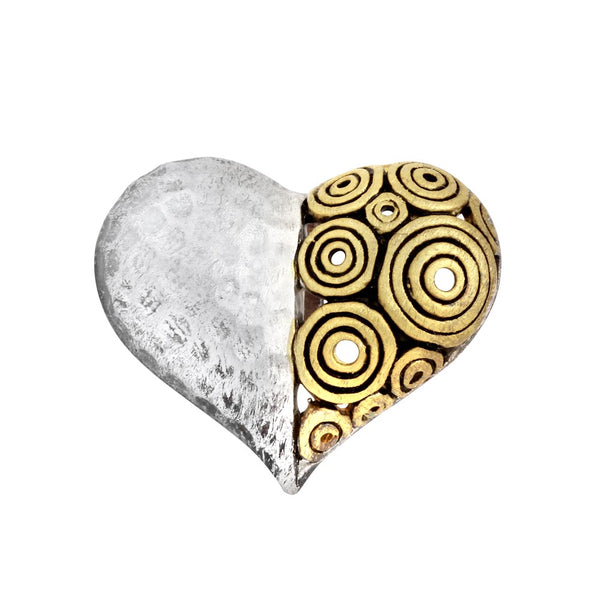 Colgante de corazón con diseño de espiral martillado 2T con acabado mate en plata de ley - SPP00006