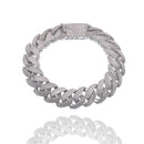 Rhodium Plated 925 Sterling Silver Pave CZ Iced Out Cuban Link 15mm Chain or Bracelet - PAN00243