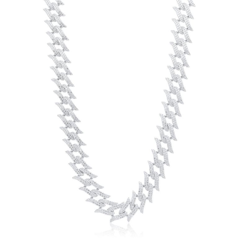 Alambre de púas con incrustaciones de circonitas cúbicas en plata de ley 925 rodiada (17,9 mm) - GMN00182