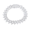 Rhodium Plated 925 Sterling Silver CZ Encrusted Spike Barbed Wire 13mm Chain or Bracelet - PAN00237