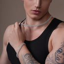 Rhodium Plated 925 Sterling Silver CZ Encrusted Spike Barbed Wire 10mm Chain or Bracelet - PAN00238