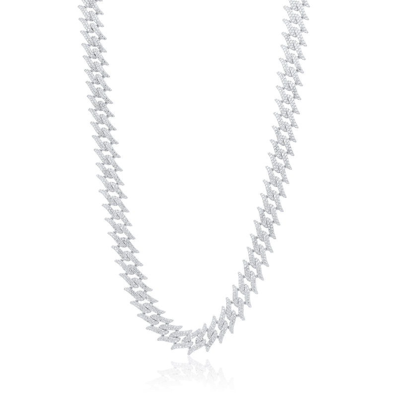 Alambre de púas con incrustaciones de circonitas cúbicas en plata de ley 925 rodiada (17,9 mm) - GMN00182