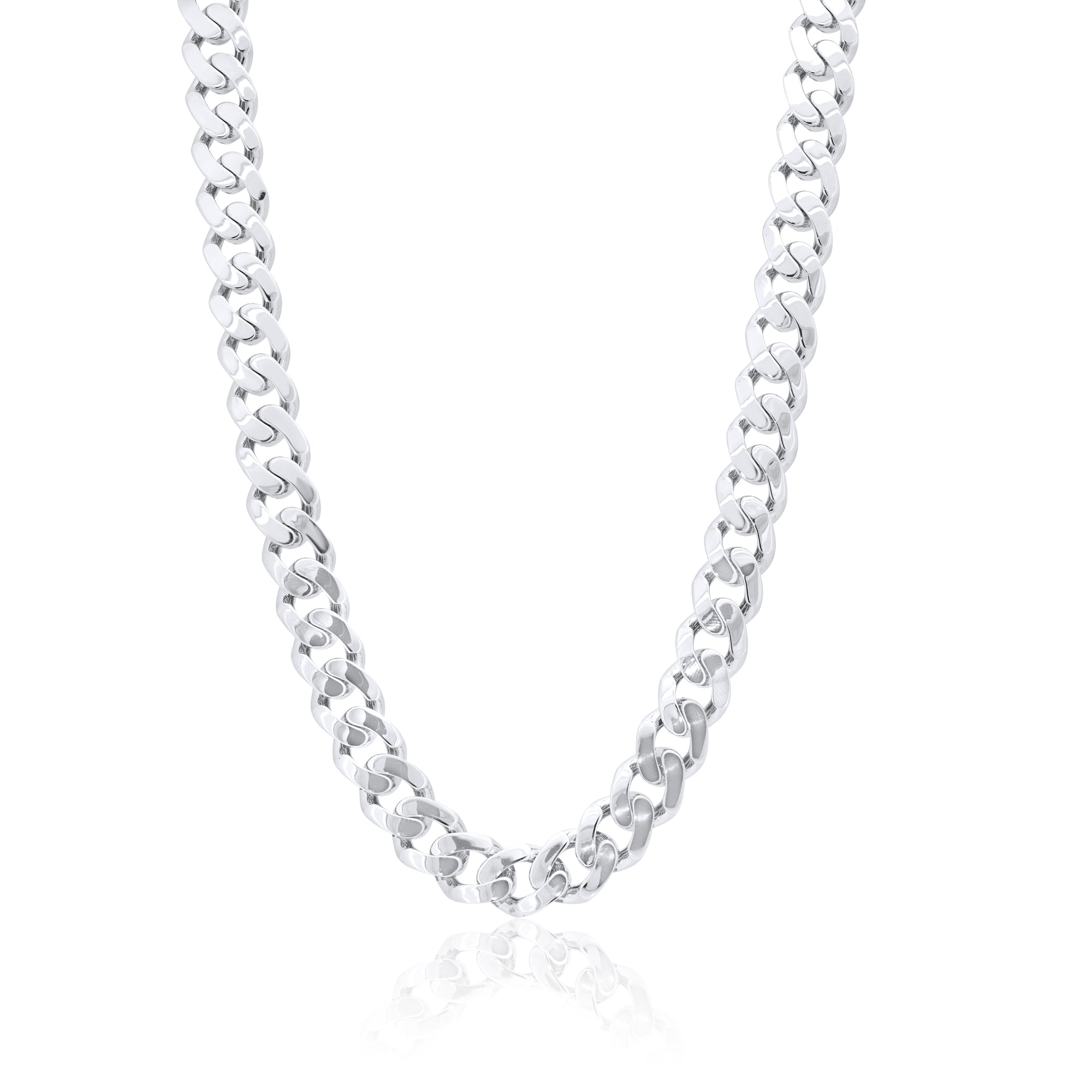 Rhodium Plated 925 Sterling Silver Miami Curb Link 10.5mm Chain - GMN0