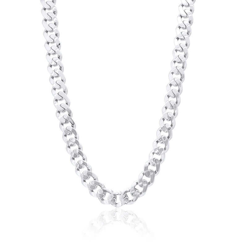 Rhodium Plated 925 Sterling Silver Miami Curb Link 10.5mm Chain - PAN00241