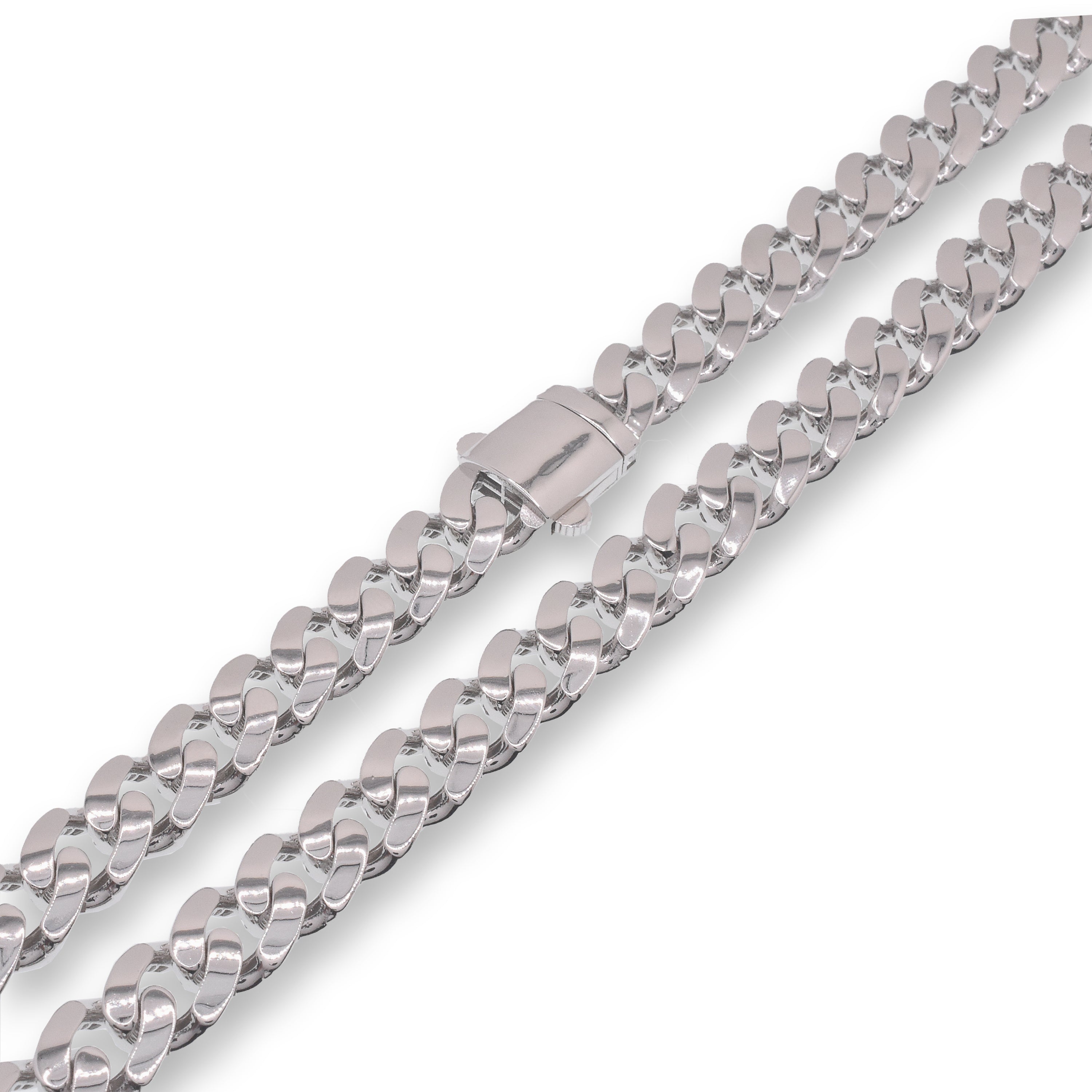 Rhodium Plated 925 Sterling Silver Miami Curb Link 10.5mm Chain - GMN0