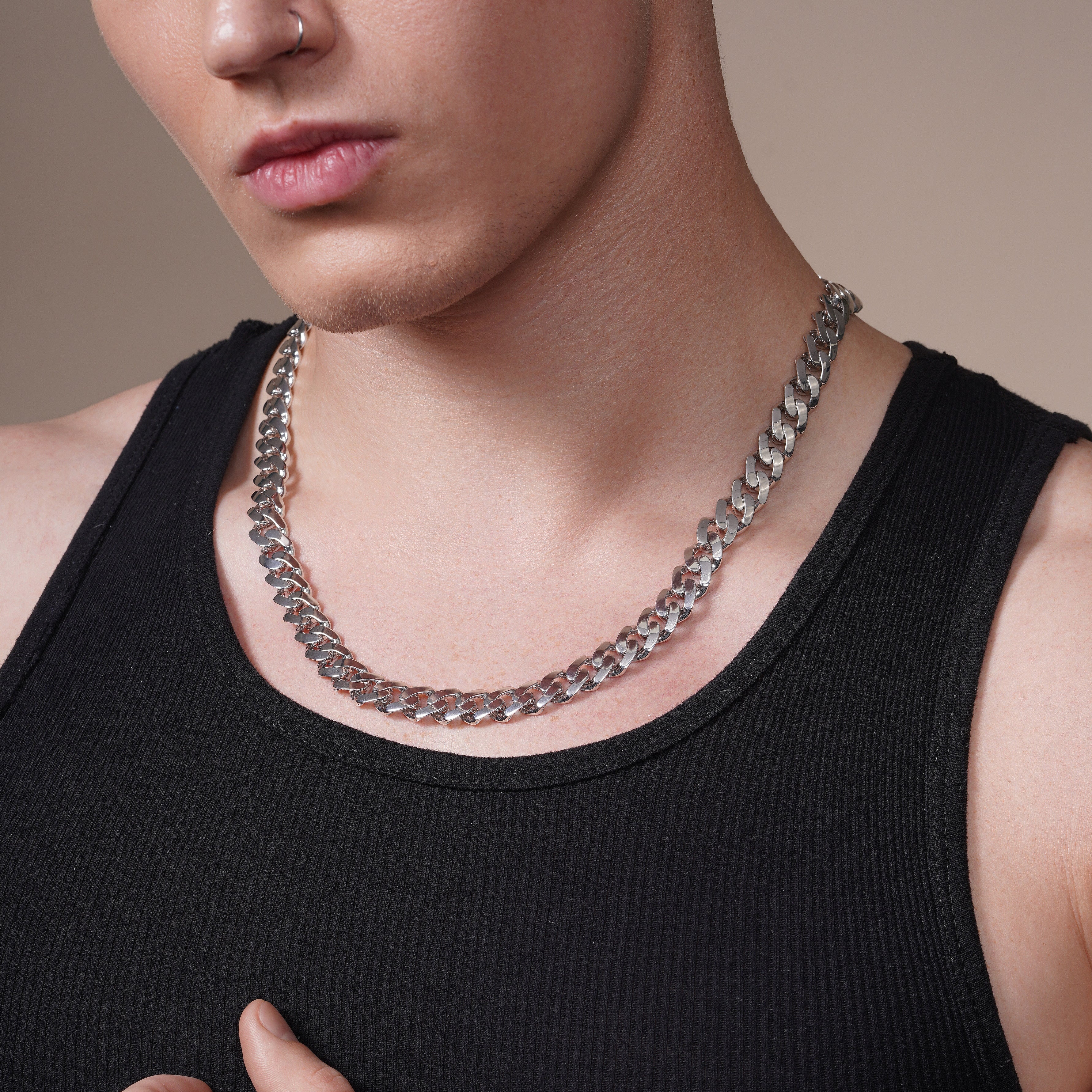 Rhodium Plated 925 Sterling Silver Miami Curb Link 10.5mm Chain - GMN0