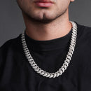 Rhodium Plated 925 Sterling Silver Pave CZ Iced Out Cuban Link 15mm Chain or Bracelet - PAN00243