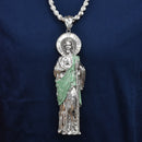 Colgante de cruz de plata de ley 925 rodiada con corte de diamante y circonita cúbica transparente de 26,5 mm x 38,4 mm - GMP00186