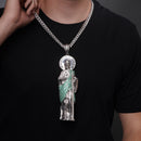 Colgante de cruz de plata de ley 925 rodiada con corte de diamante y circonita cúbica transparente de 26,5 mm x 38,4 mm - GMP00186