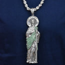 Colgante de cruz de plata de ley 925 rodiada con corte de diamante y circonita cúbica transparente de 26,5 mm x 38,4 mm - GMP00186