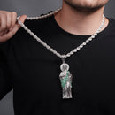 Colgante de cruz de plata de ley 925 rodiada con corte de diamante y circonita cúbica transparente de 26,5 mm x 38,4 mm - GMP00186