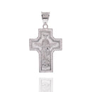 Colgante de cruz de plata de ley 925 rodiada con corte de diamante y circonita cúbica transparente de 26,5 mm x 38,4 mm - GMP00186