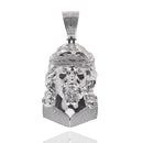 Rhodium Plated 925 Sterling Silver Jesus Christ Cross 49.5mm x 74mm Clear CZ Hollow Pendant - PAP00204