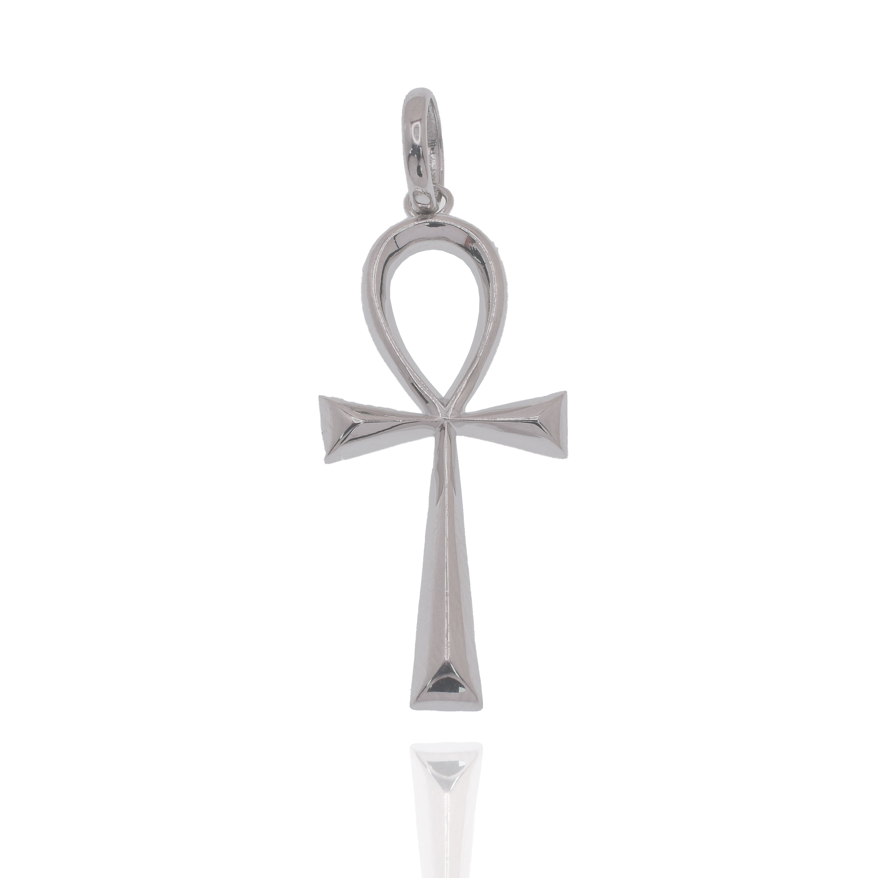 Colgante de cruz de plata de ley 925 rodiada con corte de diamante y circonita cúbica transparente de 26,5 mm x 38,4 mm - GMP00186