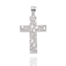 Rhodium Plated 925 Sterling Silver Nugget Cross 23.5mm x 35.3mm Pendant - PAP00208